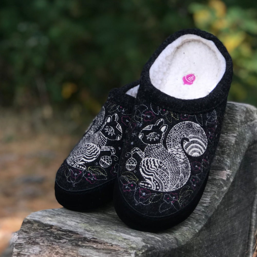 Women's Forest Mule Slippers in Grey Squirrel on Stump#color_grey-squirrel