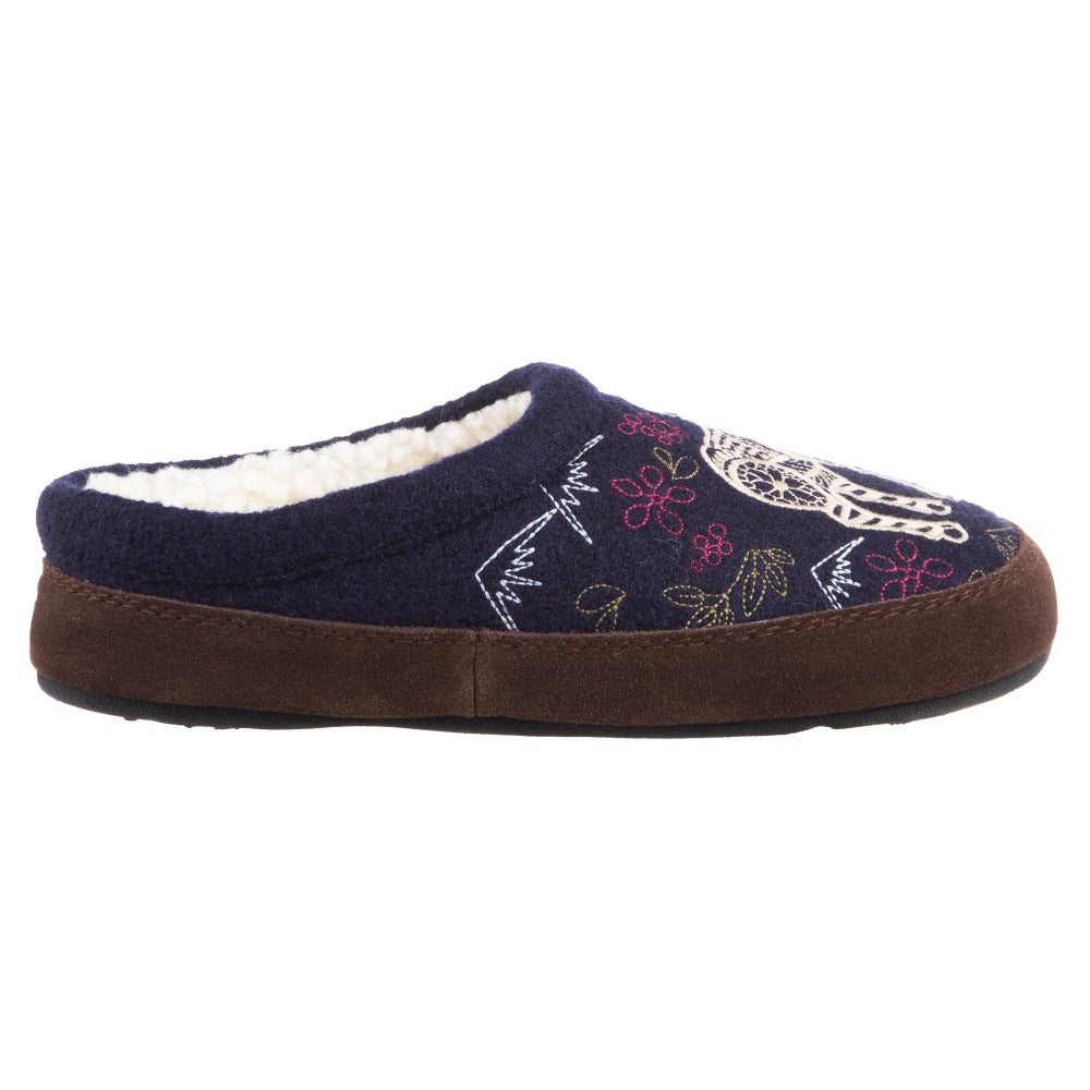 Women's Forest Mule Slippers in Navy Moose Profile#color_navy-moose