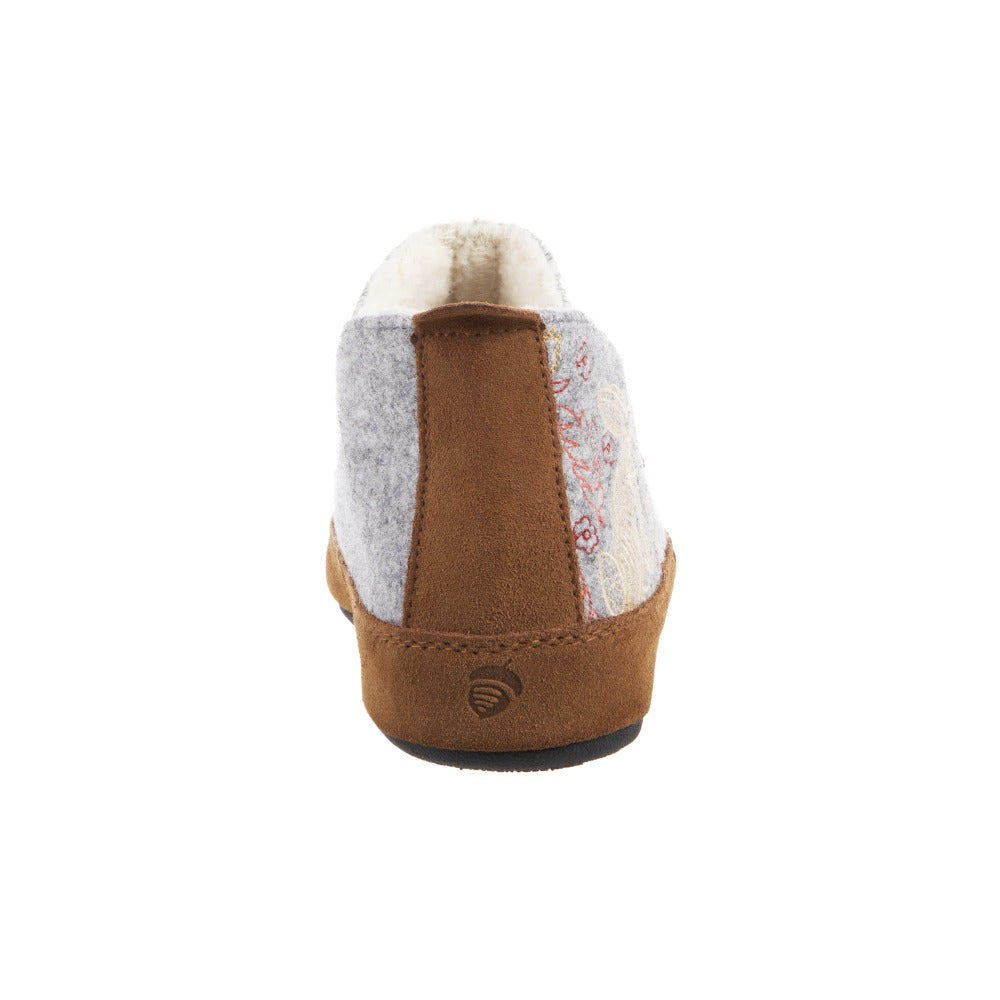 Women's Forest Bootie Slippers in Heather Grey Hare Back Heel#color_heather-grey-hare