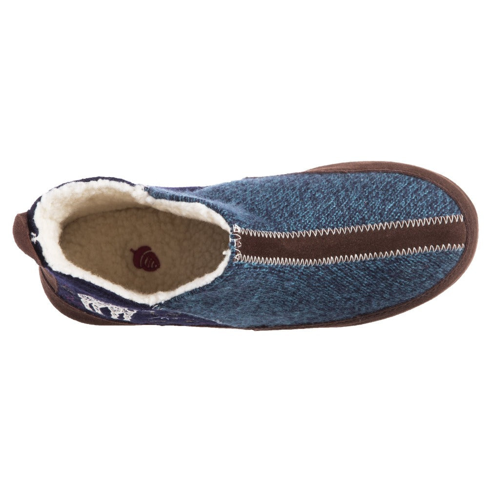 Women's Forest Bootie Slippers in Navy Moose Inside Top View#color_navy-moose