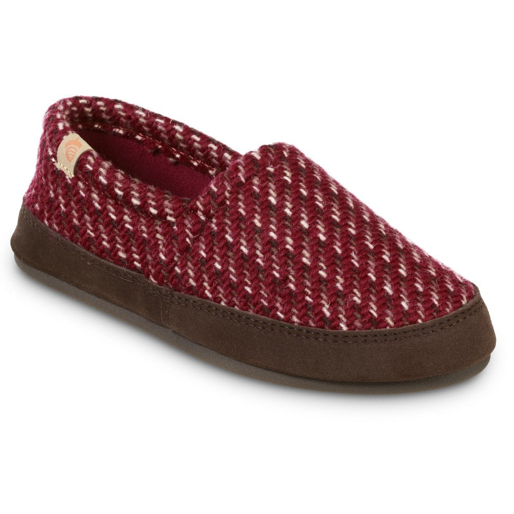 Women’s Original Acorn Moccasins in Garnet Red Right Angled View #color_garnet