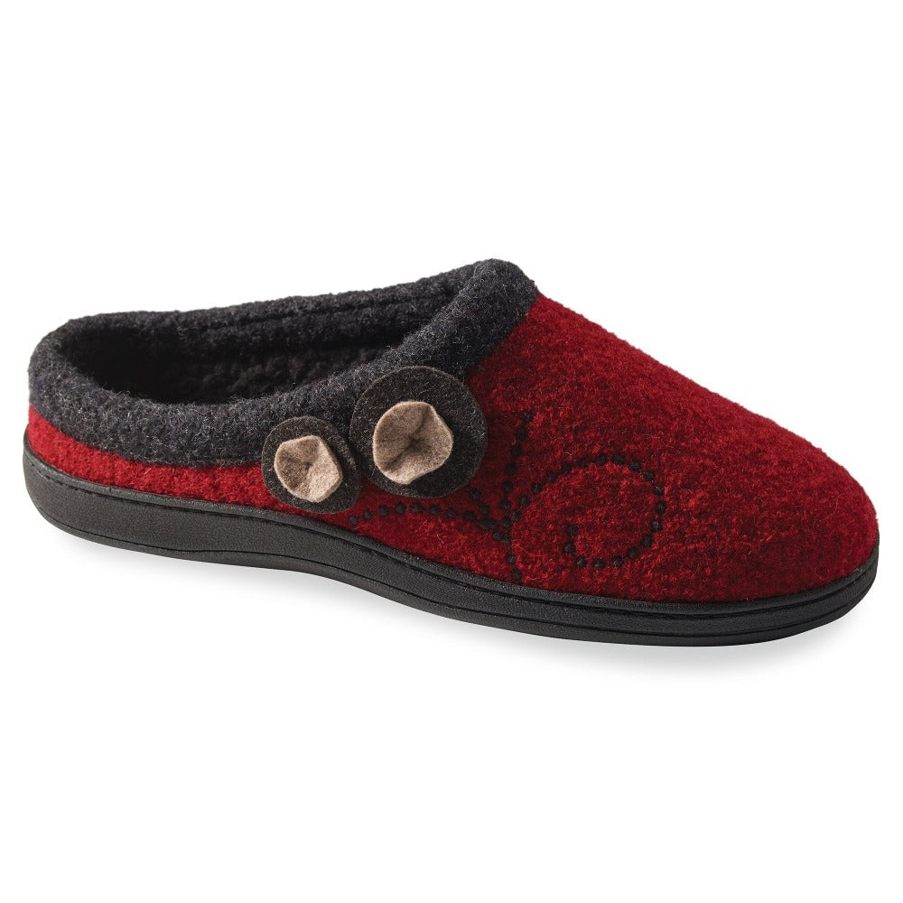 Women's Dara Boiled Wool Slippers in Currant Button Right Angled View#color_currant-button