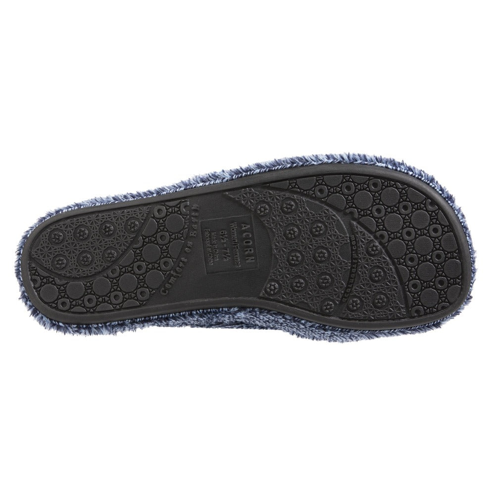Women's Spa Slide Slippers in Navy Heather Bottom Sole Tread#color_navy-heather