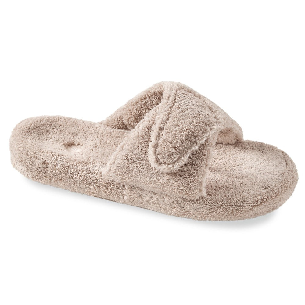Women's Spa Slide Slippers in Taupe Right Angled View#color_taupe