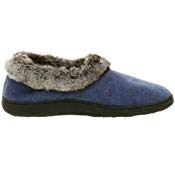 Women's Faux Fur Collar Slippers in Navy/Blue View#color_navy-blue
