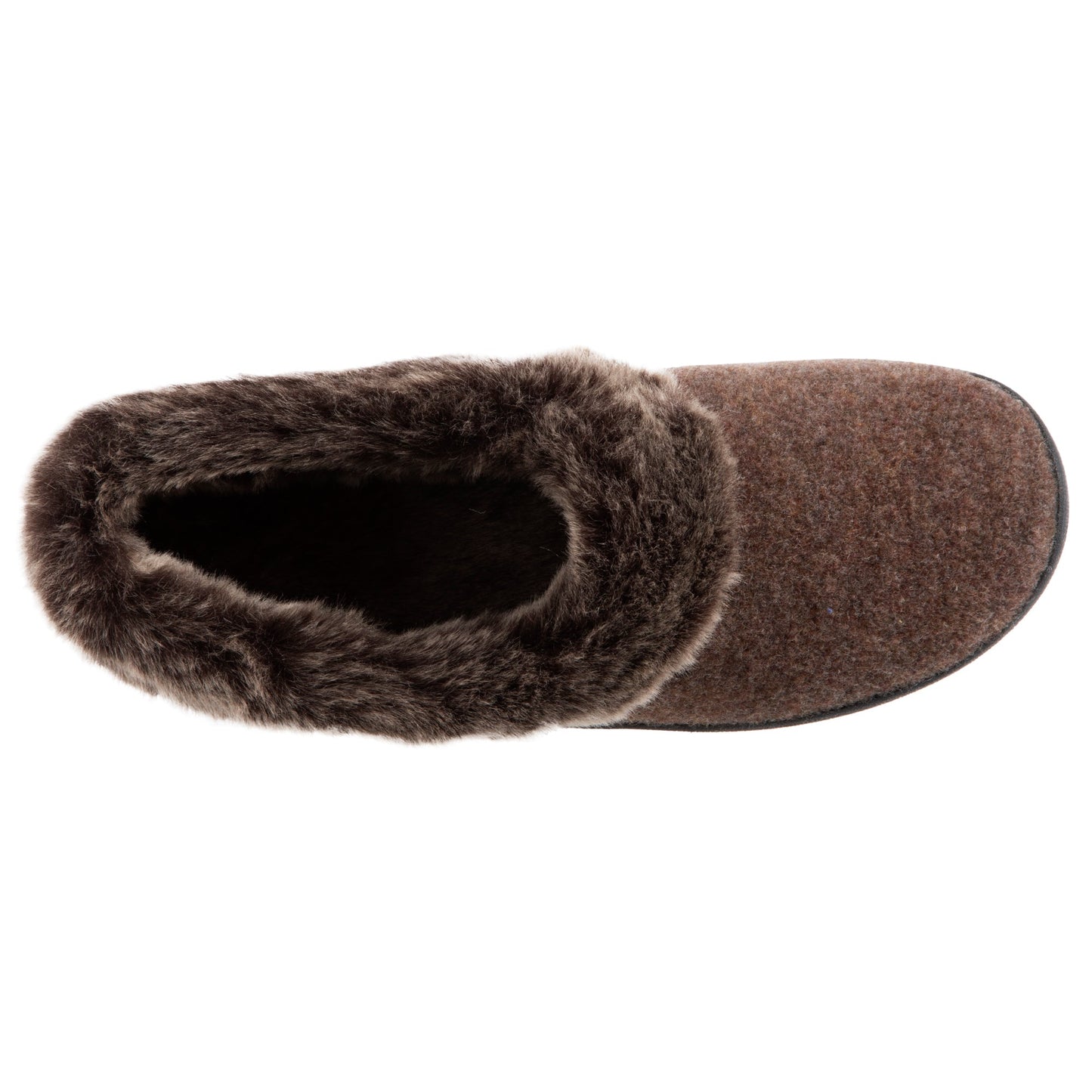 Women's Faux Fur Collar Slippers in smokey taupe Right Angle View#color_smokey-taupe