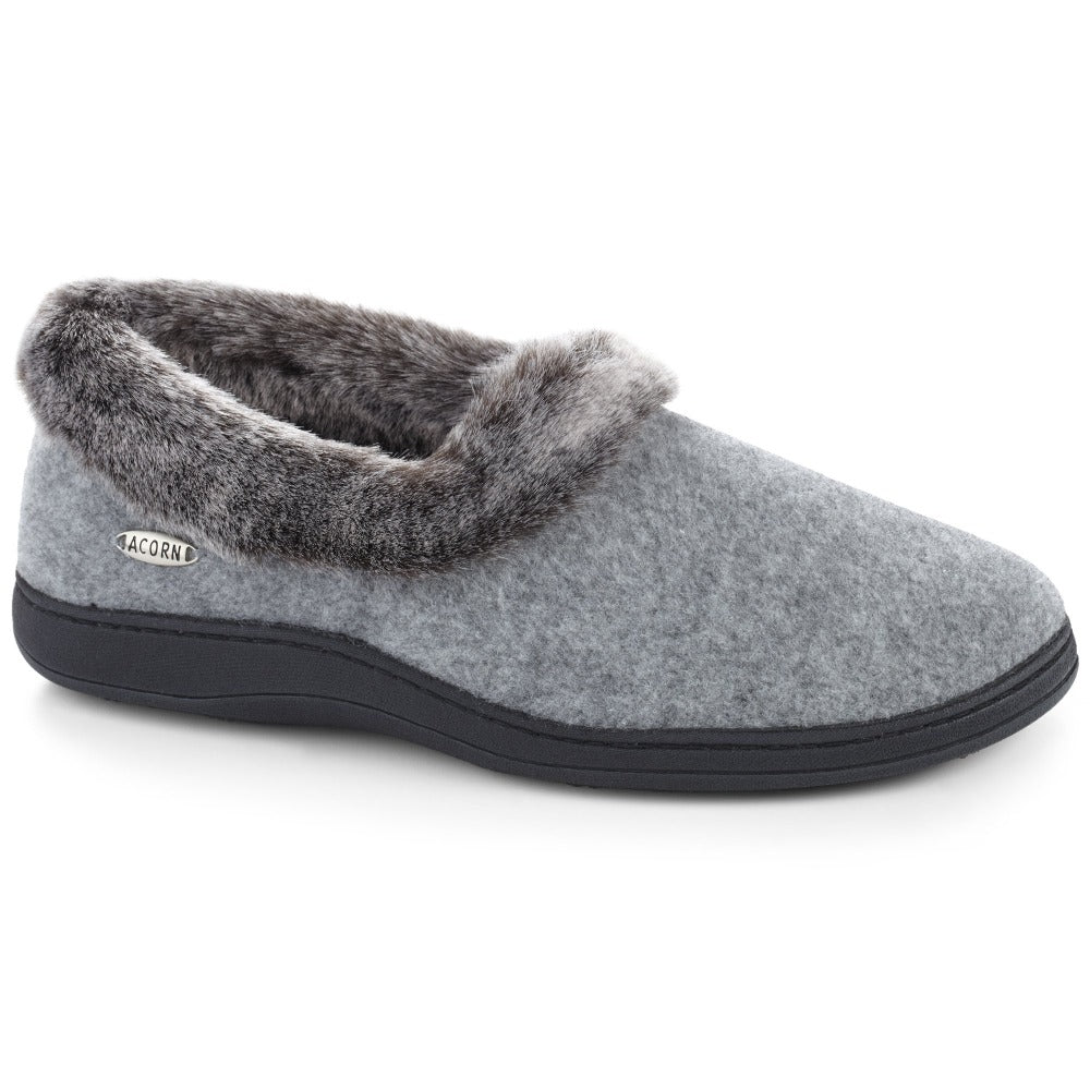 Women's Faux Fur Collar Slippers in Stone Right Angle View#color_stone