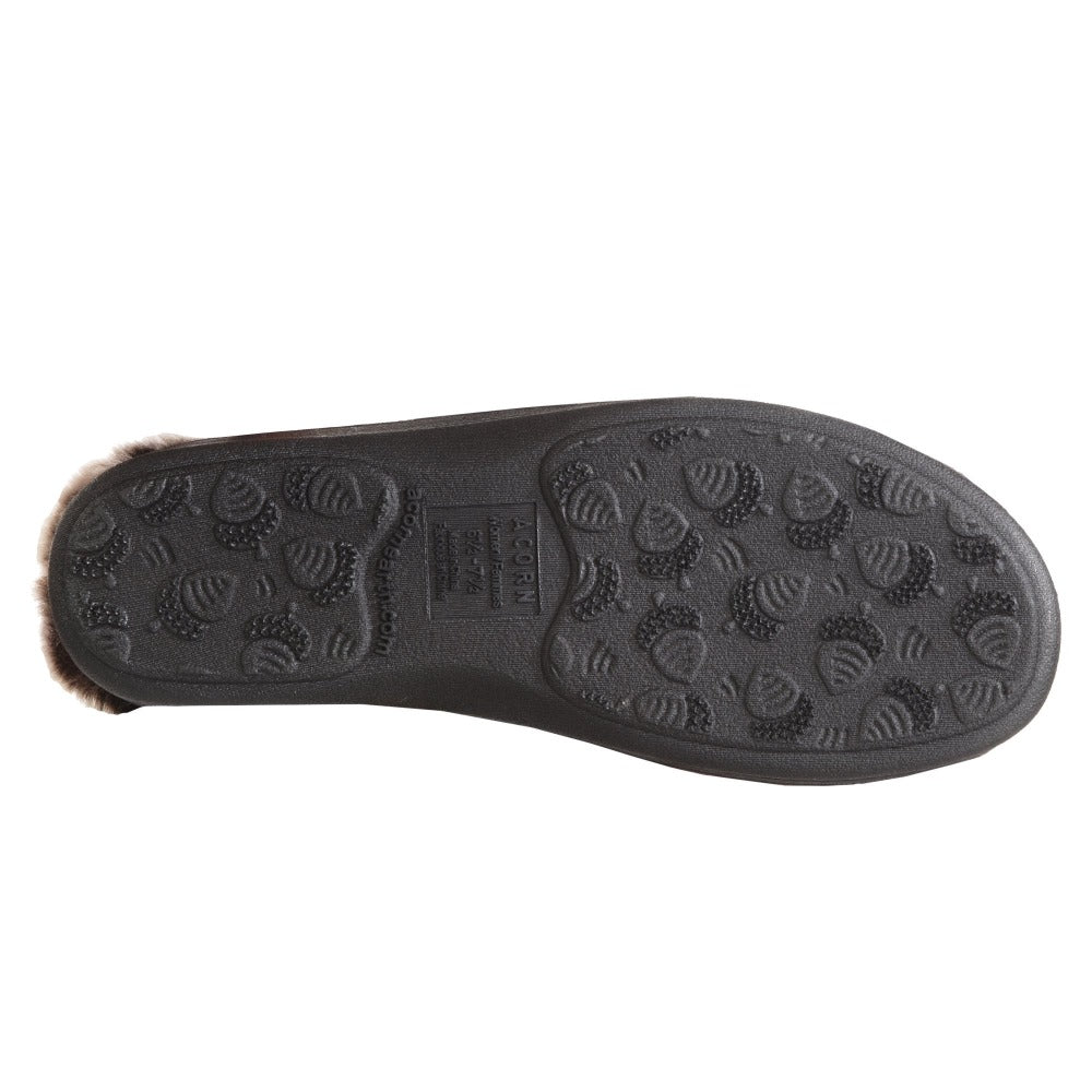 Acorn Faux Fur Chinchilla Bootie in Black Inddor Outdoor Sole view#color_black