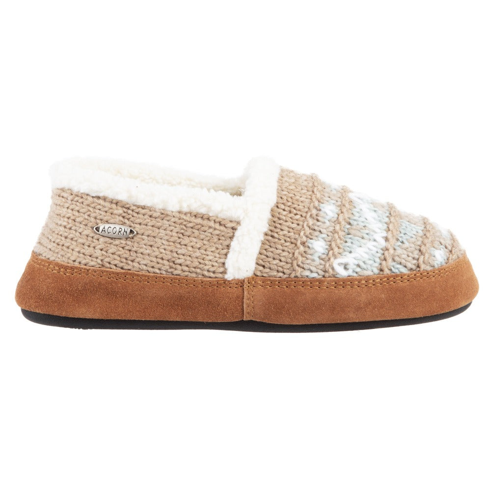 Acorn Nordic Moccasin Slipper Oatmeal Heather Side View#color_nordic-oatmeal-heather