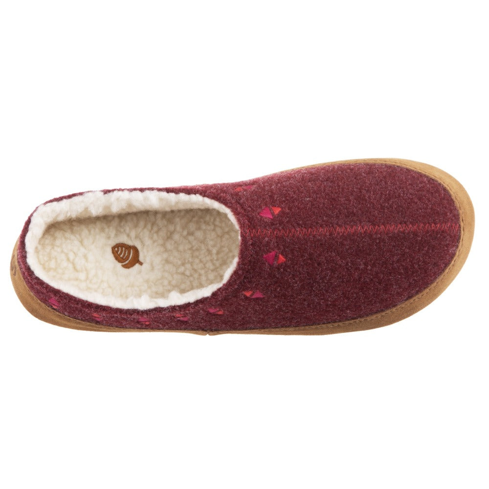 Acorn Women's Geo Hoodback Slipper Garnet Top Down View#color_garnet