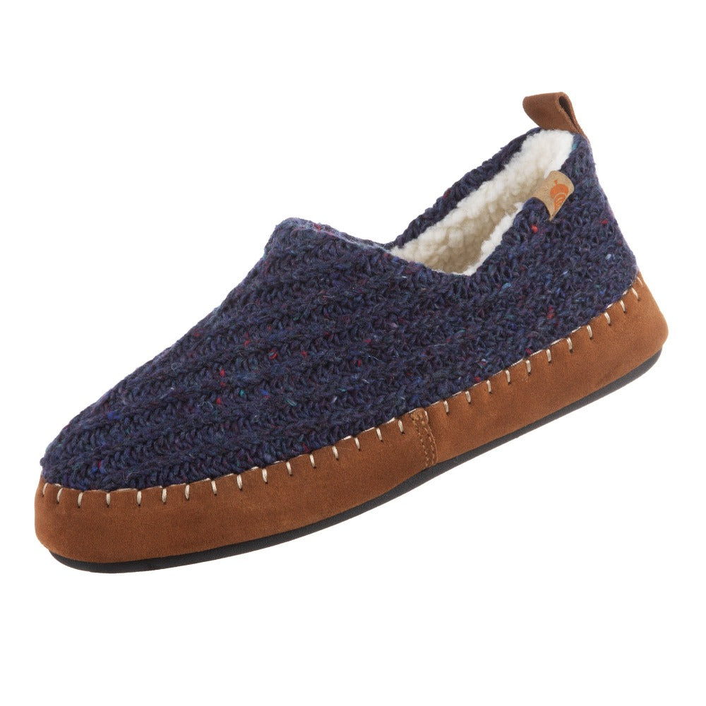 Acorn Camden Recycled Yarn Slipper Angled View#color_navy