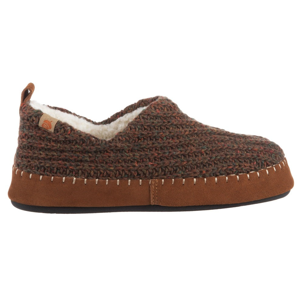 Acorn Camden Recycled Yarn Slipper Walnut Side Profile View#color_walnut