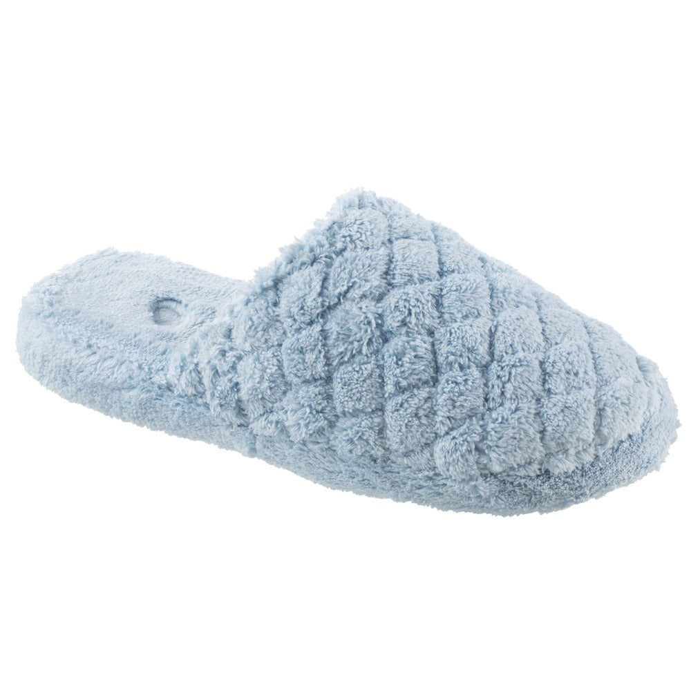 Women's Spa Quilted Clog in Powder Blue Right Angled View#color_powder-blue