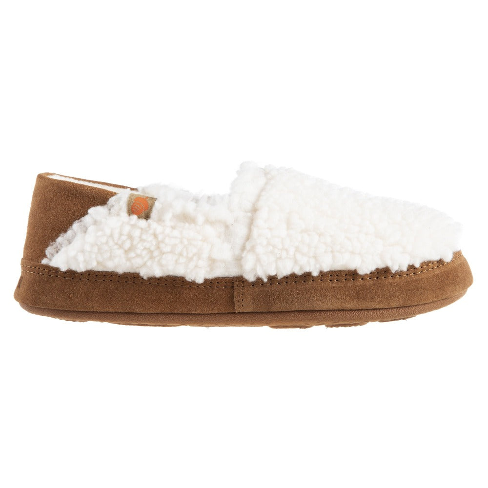 Women’s Acorn Moc with Collapsible Heel Slipper in Buff Popcorn Profile#color_buff-popcorn