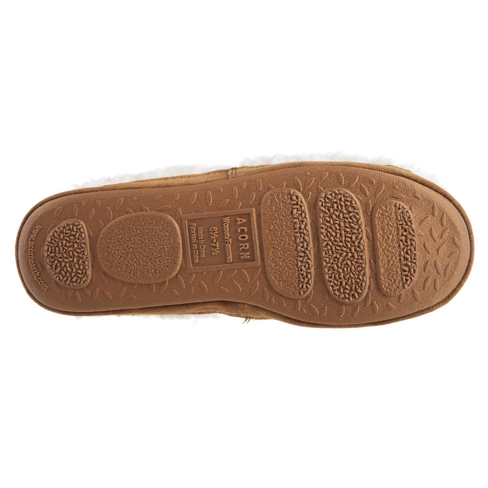 Women’s Acorn Moc with Collapsible Heel Slipper in Buff Popcorn Bottom Sole Tread#color_buff-popcorn