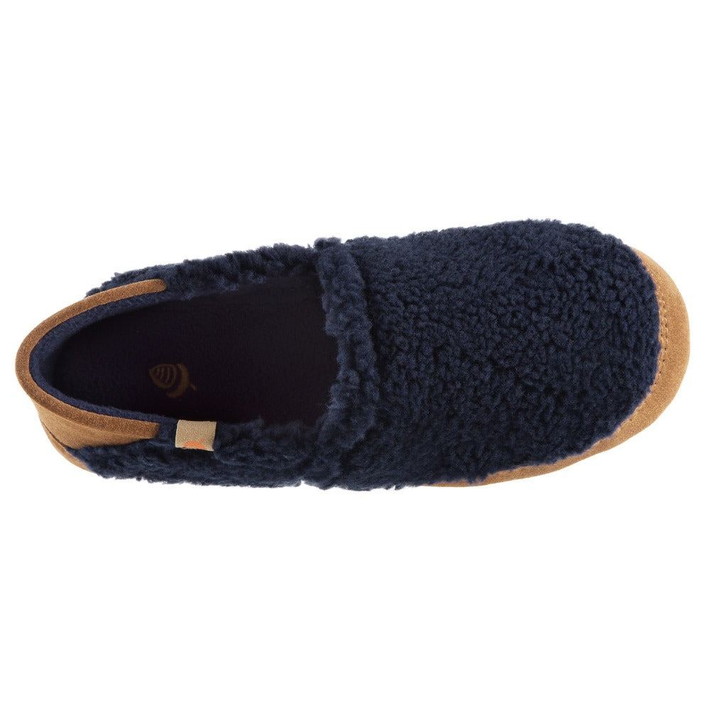 Women’s Acorn Moc with Collapsible Heel Slipper in Navy Blue Inside Top View#color_navy-popcorn
