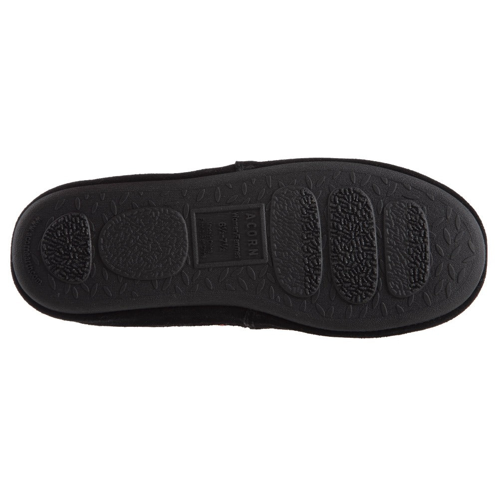 Women’s Fairisles Hoodback Slipper in Black Multi with hues of grey, yellow and pink Bottom Sole Tread#color_gray