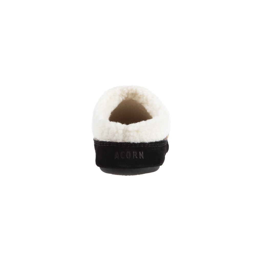 Women’s Fairisles Hoodback Slipper in Black Multi with hues of grey, yellow and pink Back Heel#color_gray