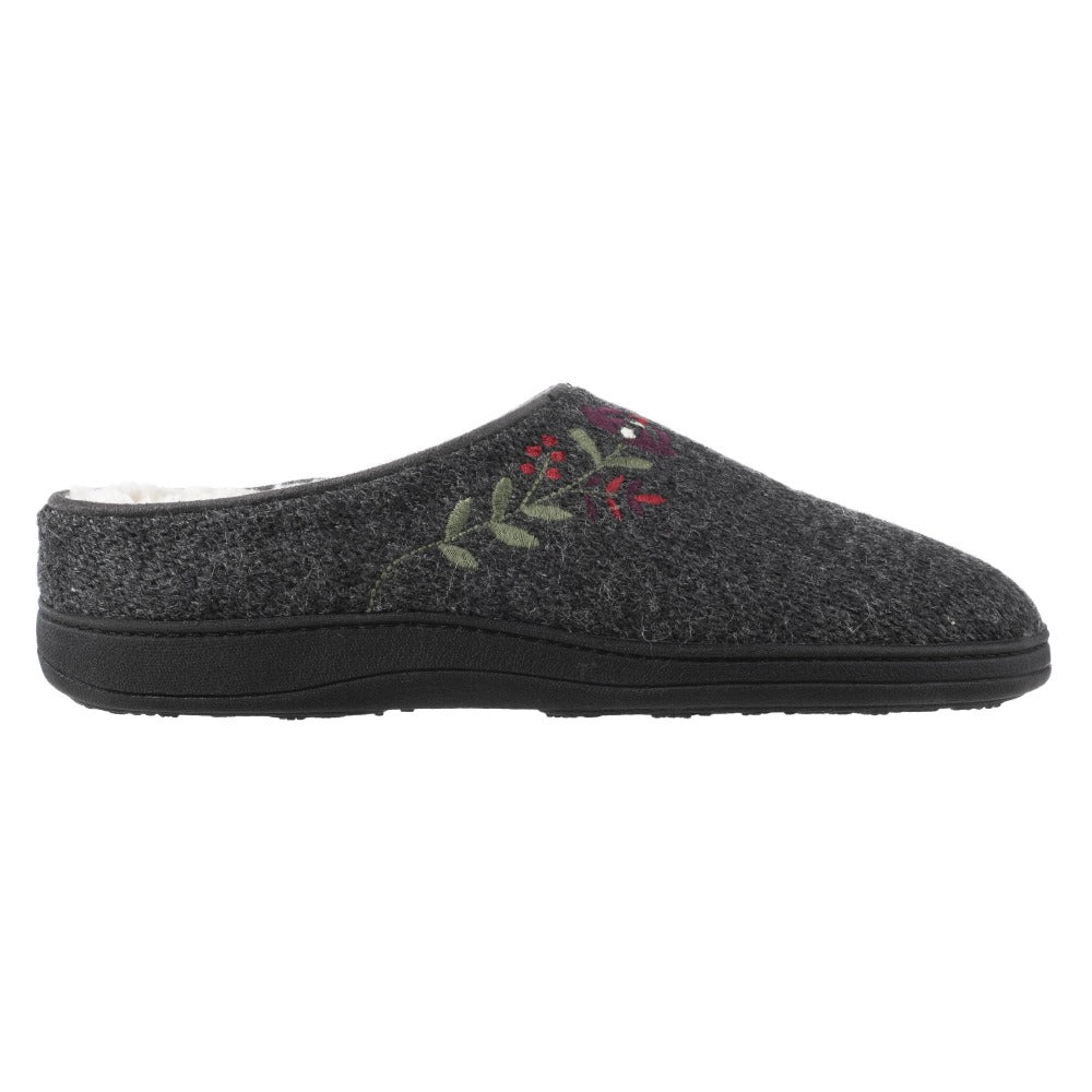 Women’s Flora Hoodback Slipper in Charcoal Heathered Profile#color_charcoal