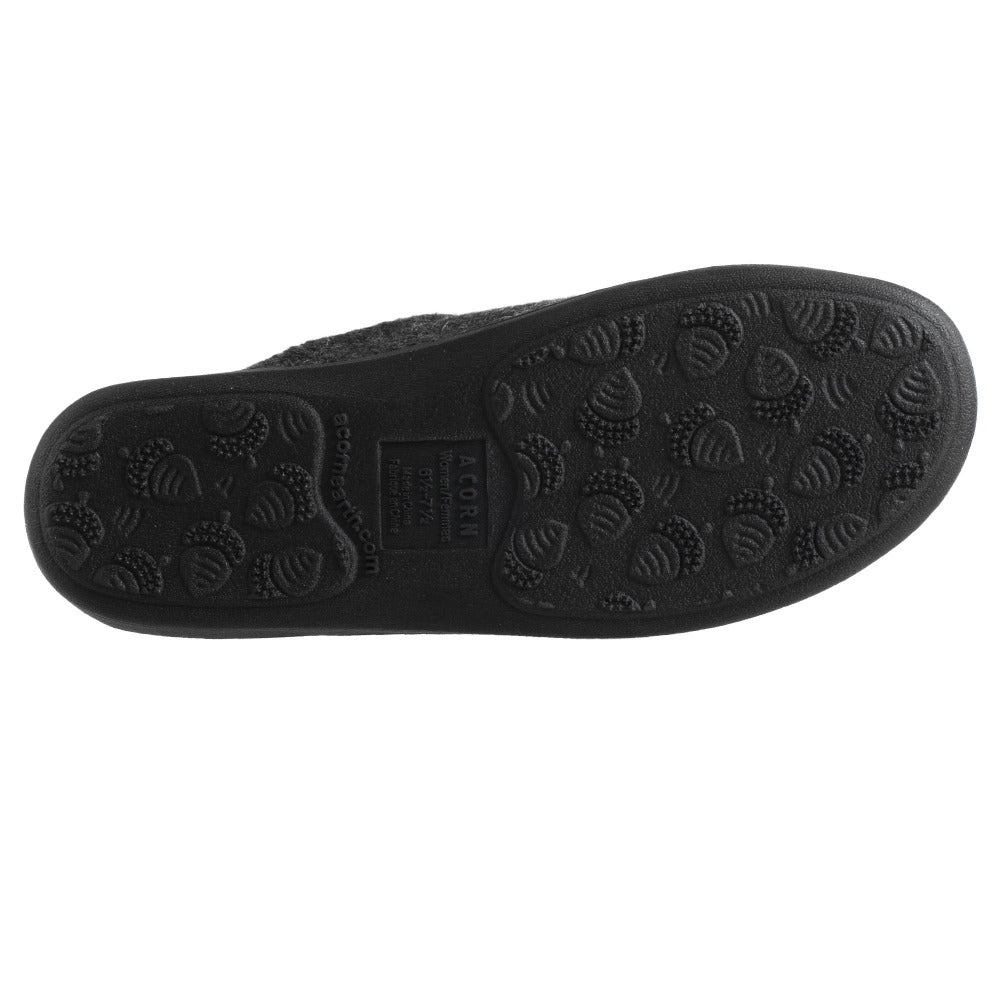 Women’s Flora Hoodback Slipper in Charcoal Heathered Bottom Sole Tread#color_charcoal