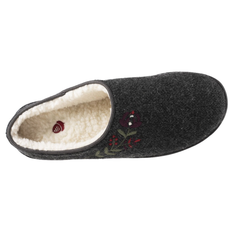 Women’s Flora Hoodback Slipper in Charcoal Heathered Inside Top View#color_charcoal