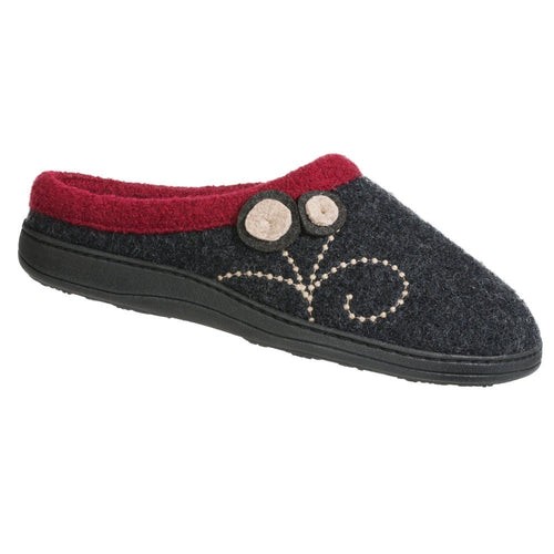 Women's Dara Boiled Wool Slippers in Charcoal Button Right Angled View#color_charcoal-button