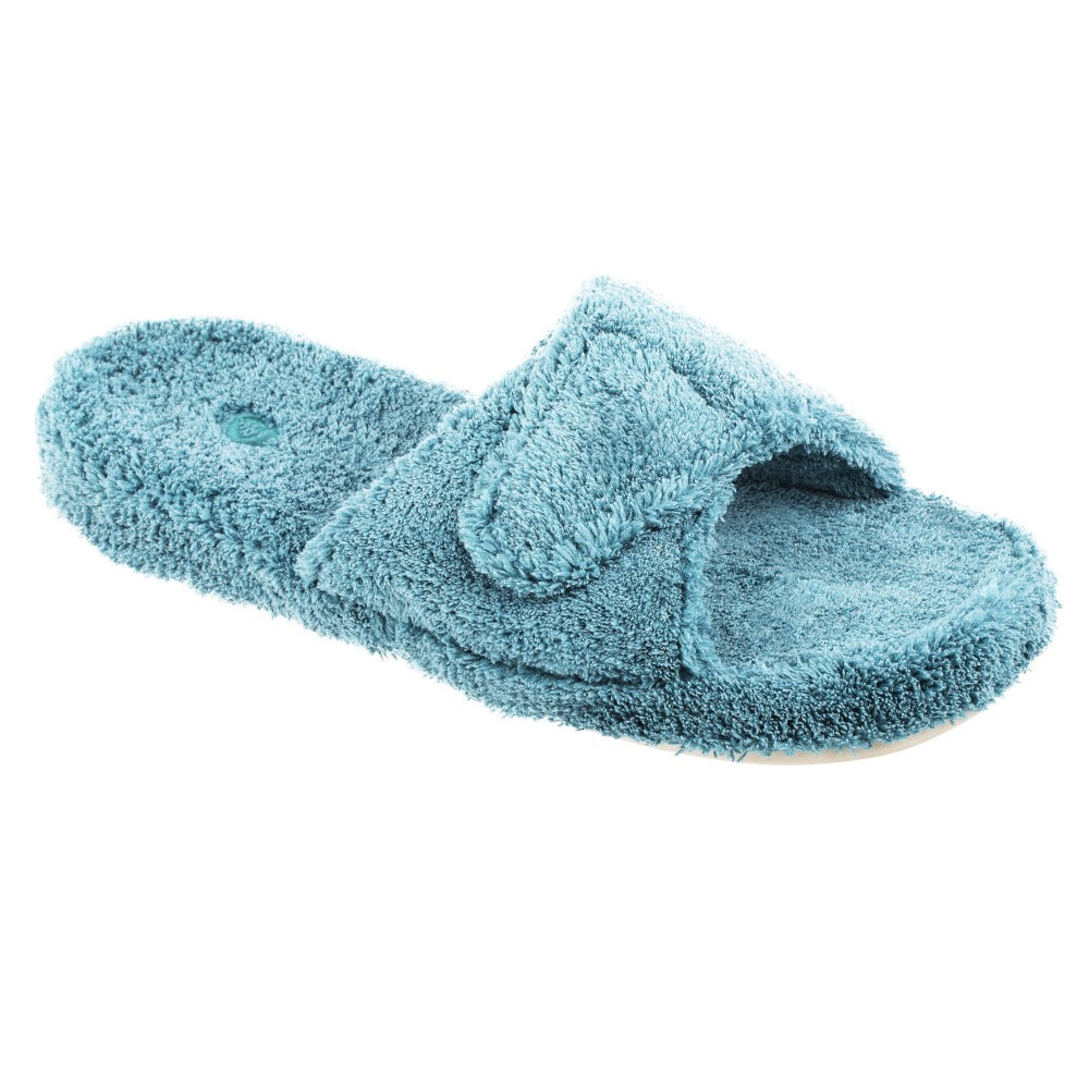 Women's Spa Slide Slippers in Peacock Side View#color_peacock