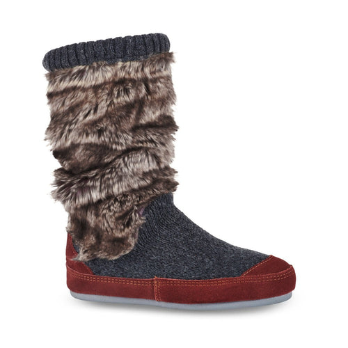 Women's Slouch Boots in Charcoal Faux Fur Right Angled View#color_charcoal-faux-fur