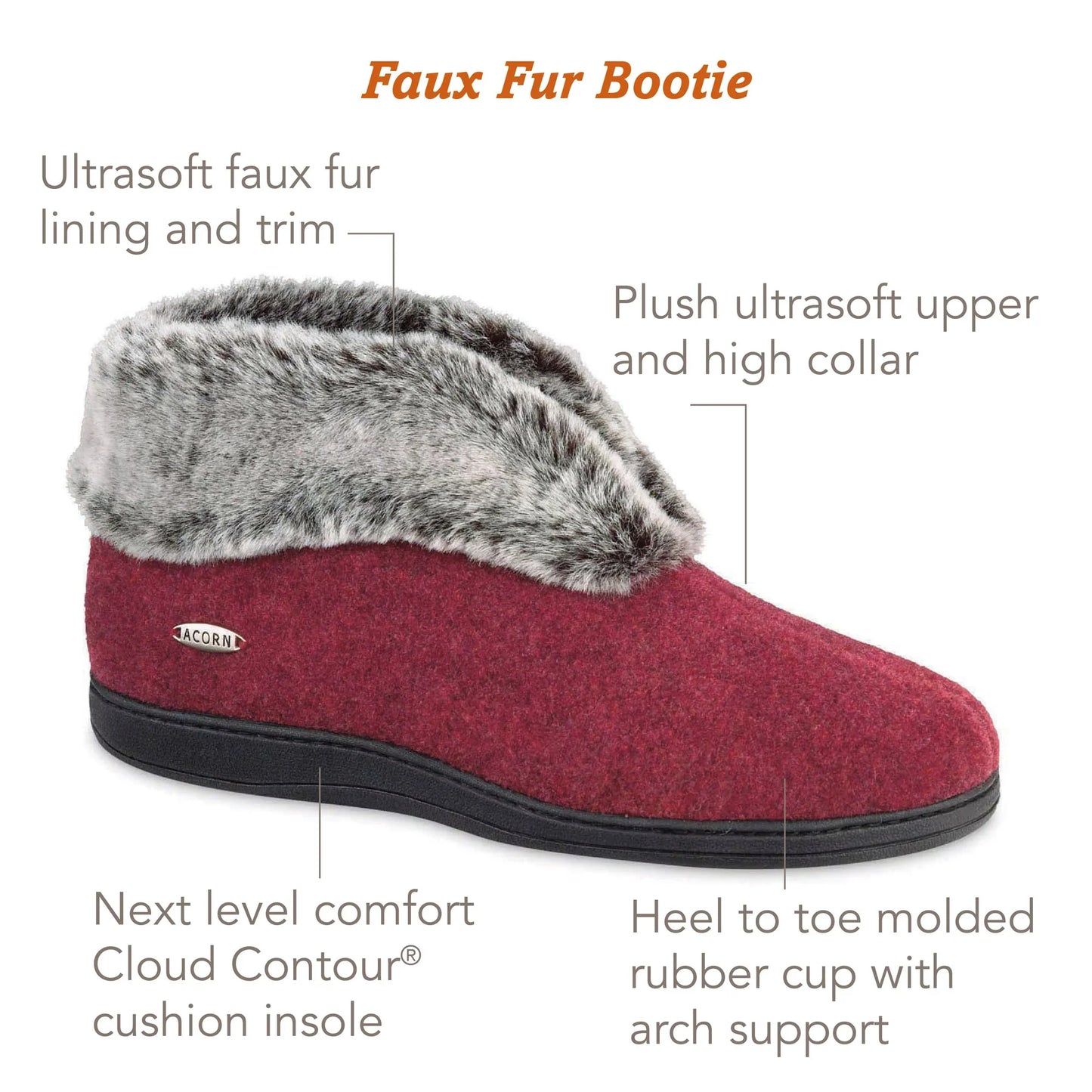 Acorn Women's Faux Fur Chinchilla Bootie in Black Angle View#color_navy