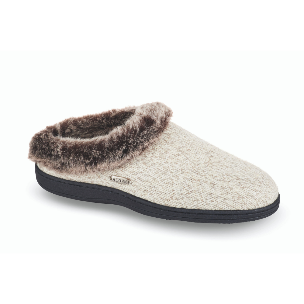 Acorn Women's Faux Fur Chinchilla Rag Slipper in Heather Gray Angle View#color_ivory