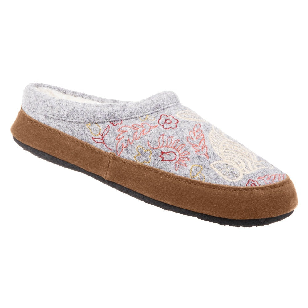Women's Forest Mule Slippers in Heather Grey Hare Right Angled View#color_heather-grey-hare