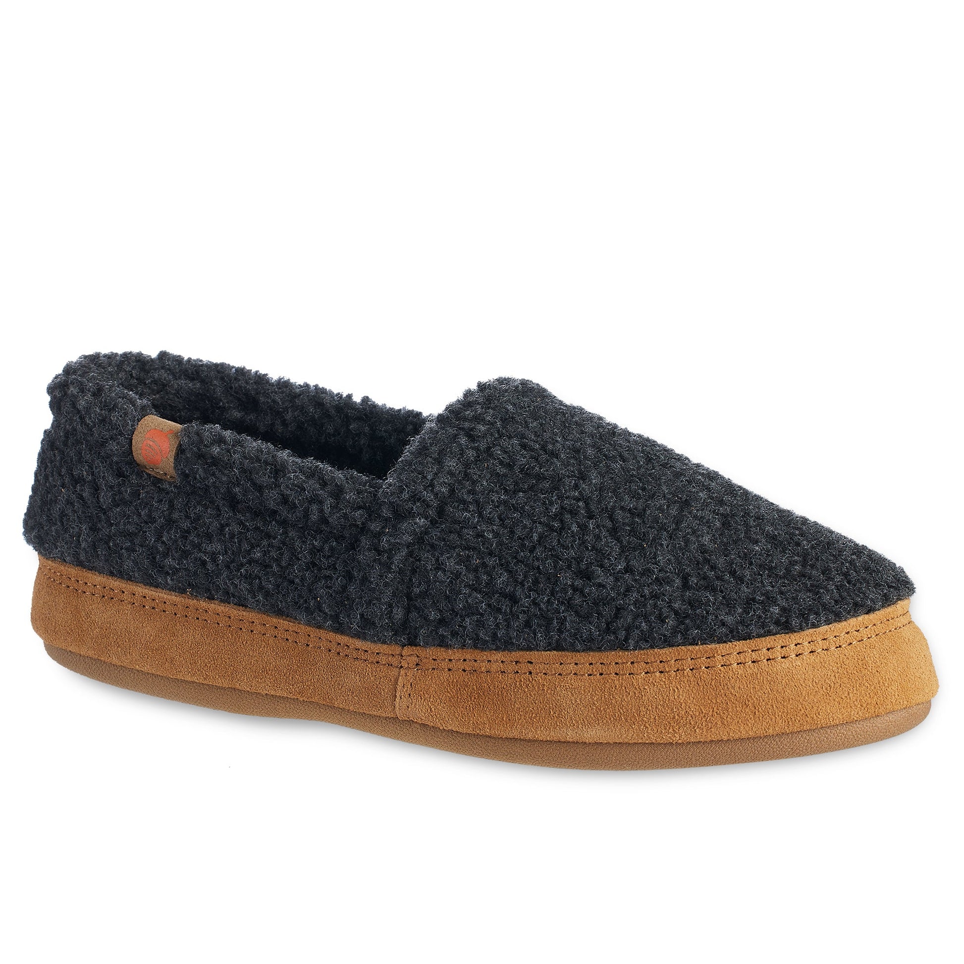 10080 Women's Fleece Moc Slippers in Buff Popcorn Right Angled View #color_dark-charcoal