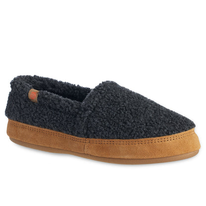10080 Women's Fleece Moc Slippers in Buff Popcorn Right Angled View #color_dark-charcoal
