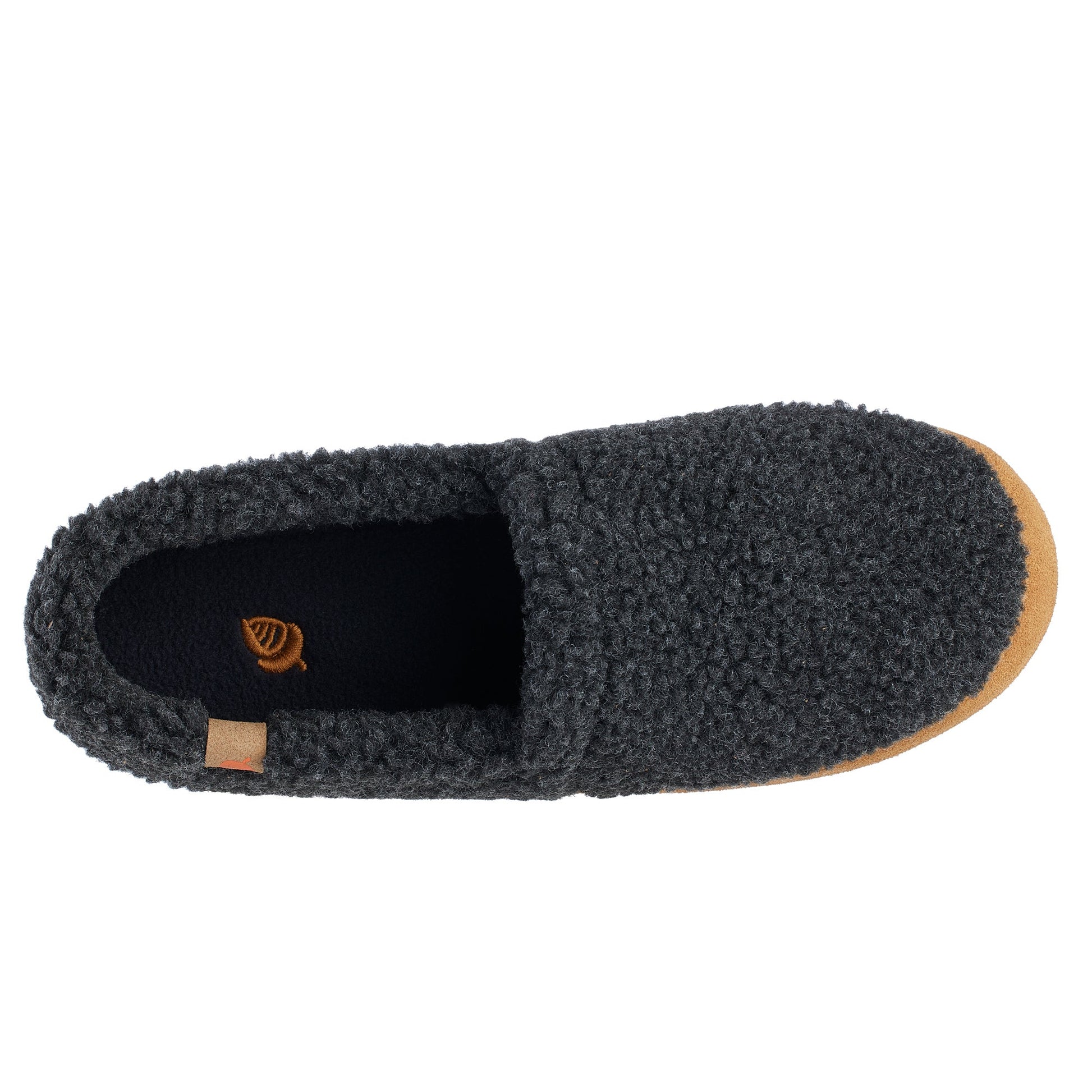 10080 Women's Fleece Moc Slippers in Buff Popcorn Right Angled View #color_dark-charcoal