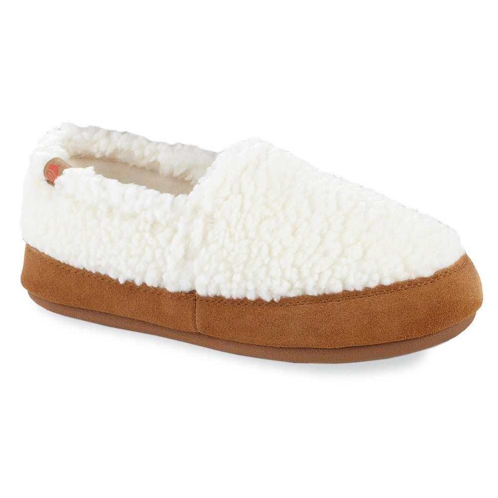 Women's Fleece Moc Slippers in Buff Popcorn Right Angled View #color_buff-popcorn