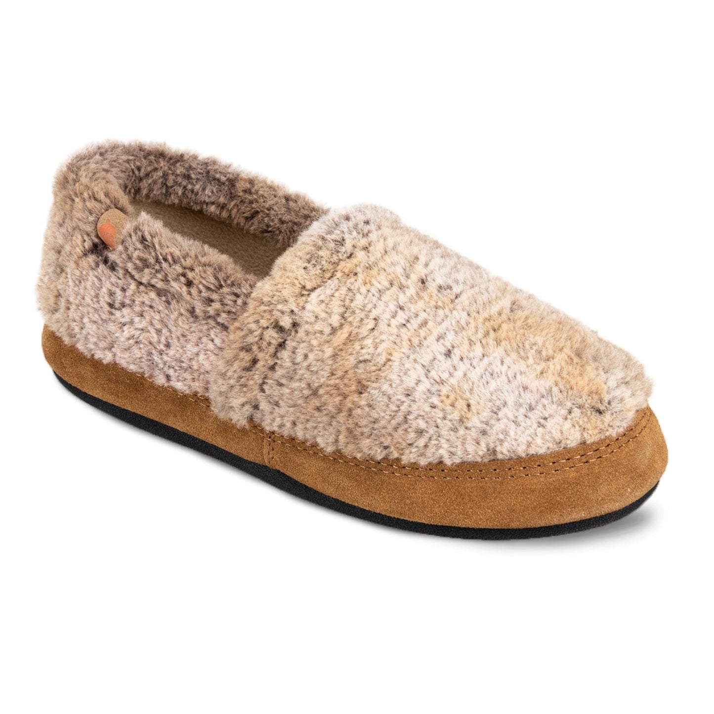 Women's Fleece Moc Slippers in Brown Berber Right Angled View #color_brown-berber