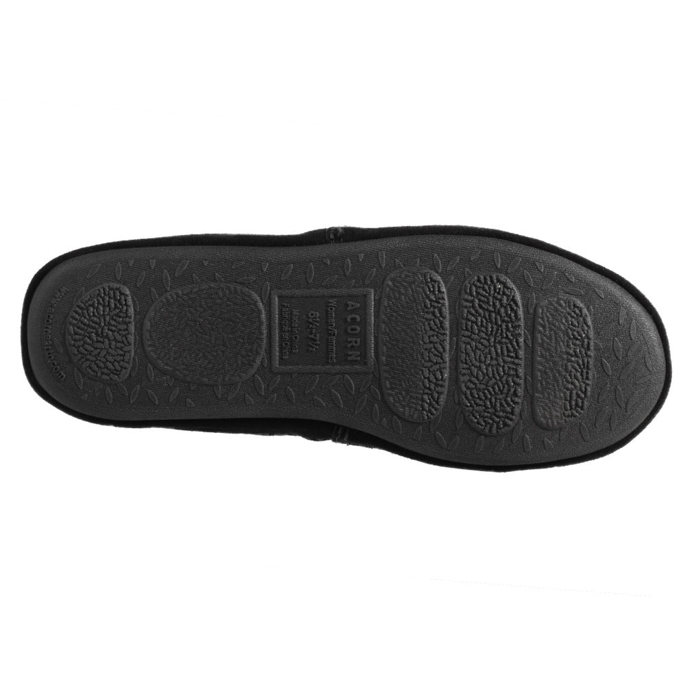 Women's Fleece Moc Slippers in Wooly Stripe Bottom Sole Tread #color_wooly-stripes