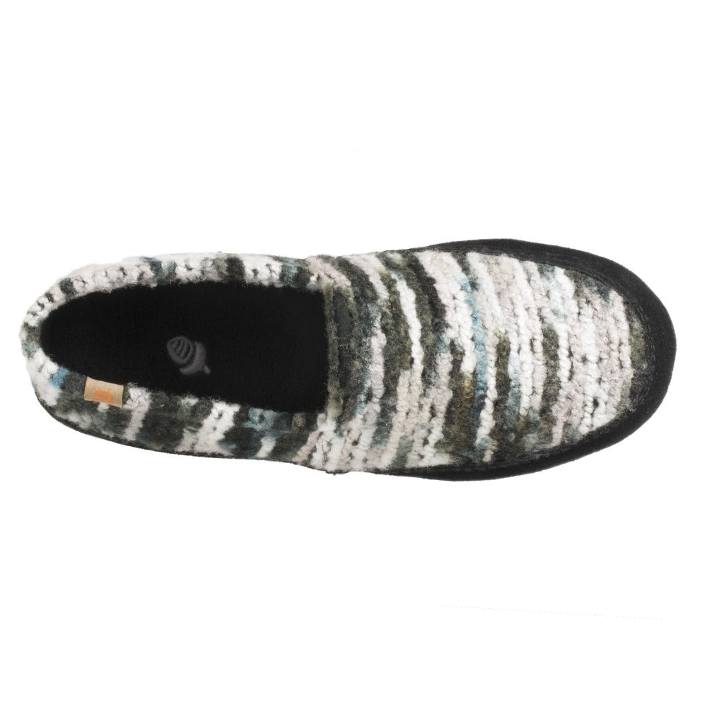 Women's Fleece Moc Slippers in Wooly Stripe Inside Top View #color_wooly-stripes