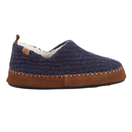 Acorn Navy Camden Slipper Recycled Yarn Side Profile #color_navy