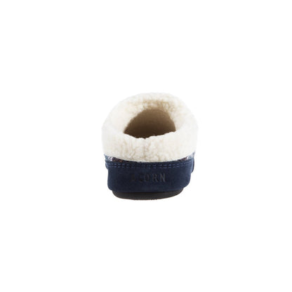 Women’s Fairisles Hoodback Slipper in Blue Multi with different hues of blue and tan Back Heel#color_navy