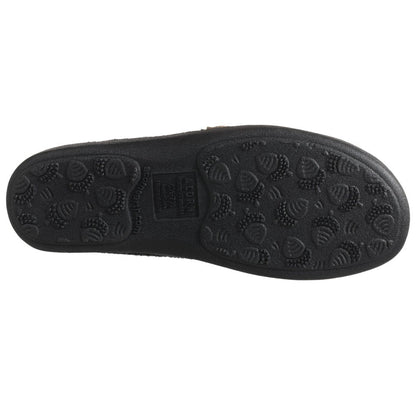 Women's Dara Boiled Wool Slippers in Charcoal Button Bottom Sole Tread#color_charcoal-button