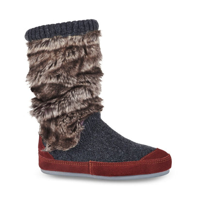 Women's Slouch Boots in Charcoal Faux Fur Right Angled View#color_charcoal-faux-fur
