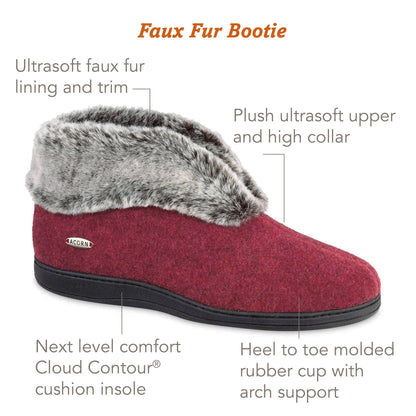 Acorn Women's Faux Fur Chinchilla Bootie in Black Angle View#color_navy